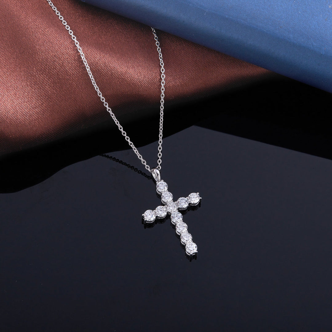 1.95 Ct Diamond 925 Silver Cross Pendant - Dewberry Diamonds