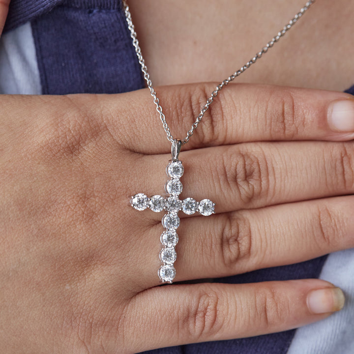 1.95 Ct Diamond 925 Silver Cross Pendant - Dewberry Diamonds