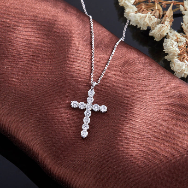 1.95 Ct Diamond 925 Silver Cross Pendant - Dewberry Diamonds