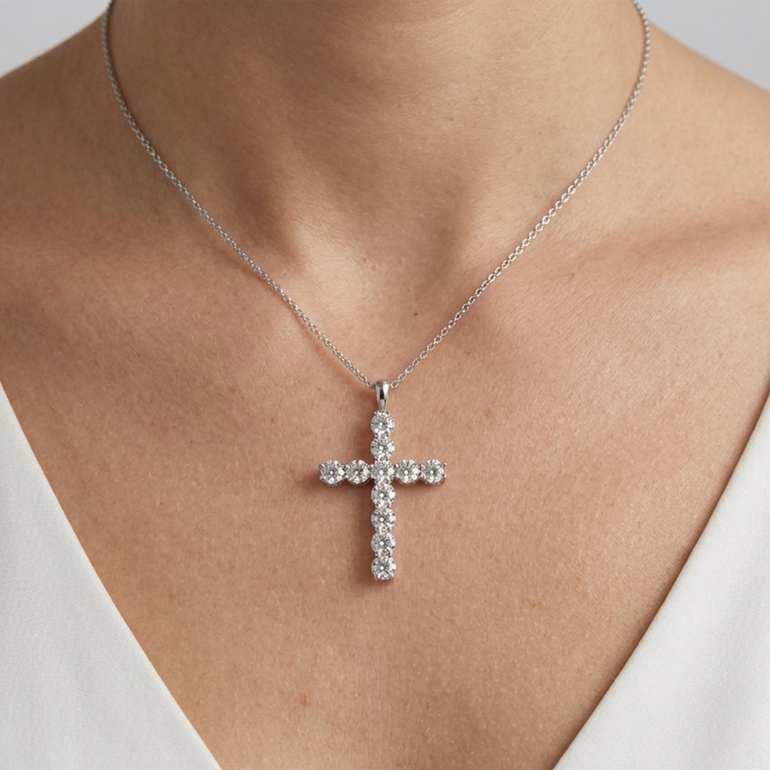 1.95 Ct Diamond 925 Silver Cross Pendant - Dewberry Diamonds
