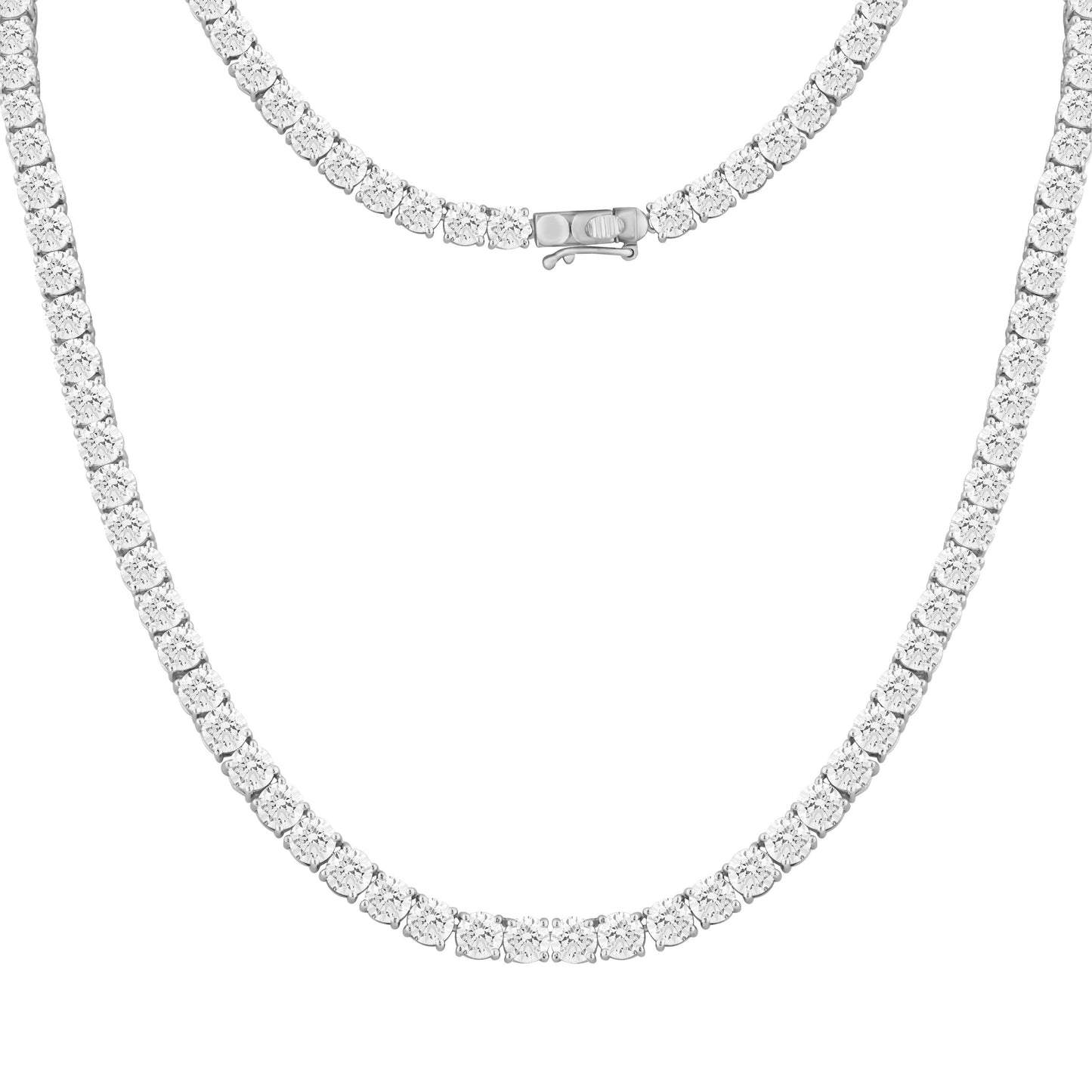 12.40 Cttw Lab Grown Diamond 925 Silver Tennis Necklace