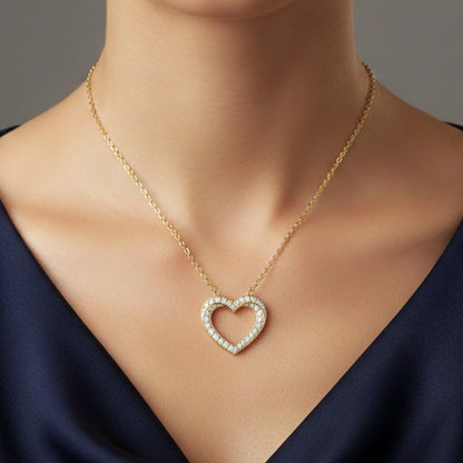 0.50 Ct Lab Grown Diamond Open Heart Pendant Necklace
