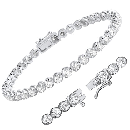 4 Ct Round Cut Lab Grown Diamond 925 Silver Tennis Bracelet