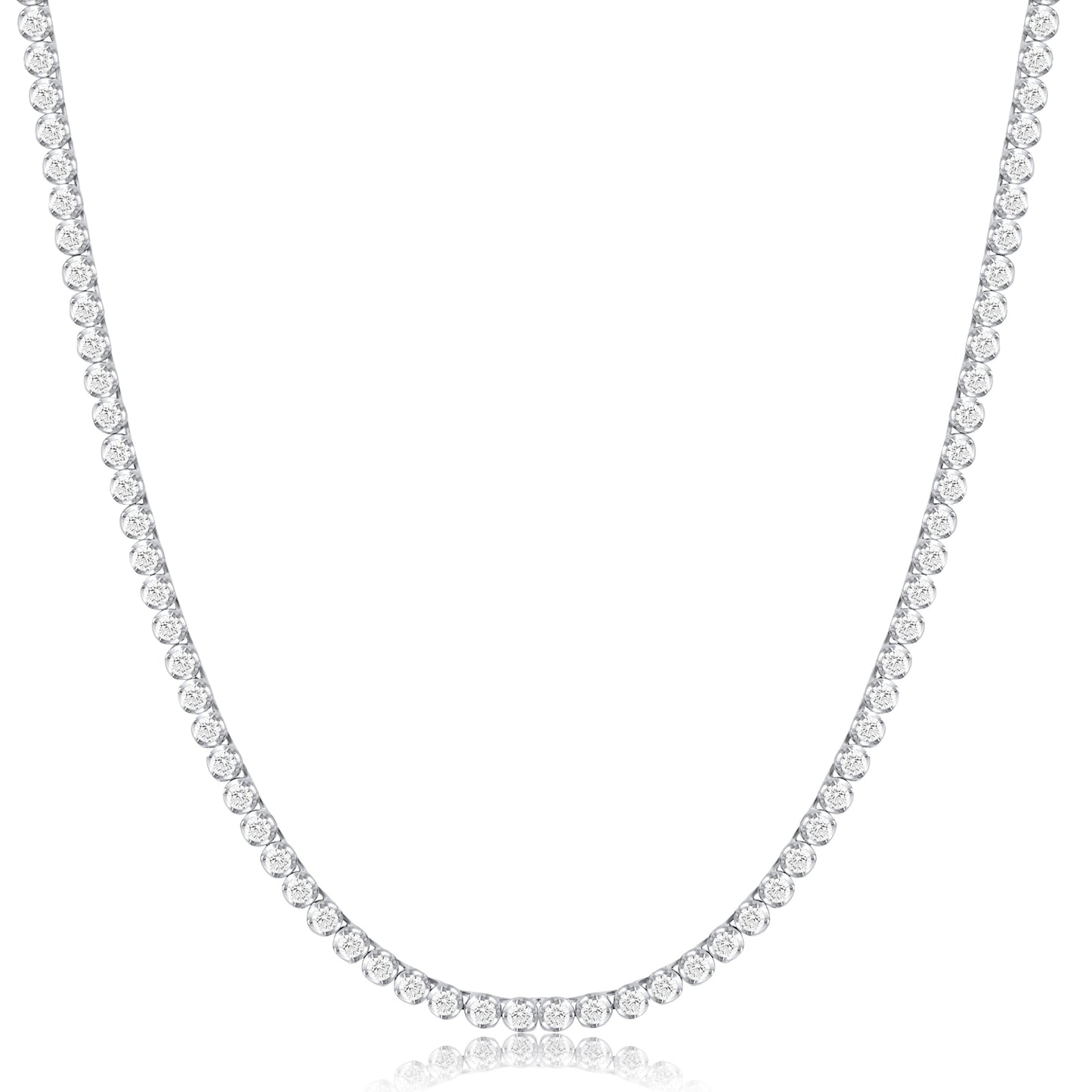 10K White Gold 5 Ct Round Cut Diamond Tennis Necklace