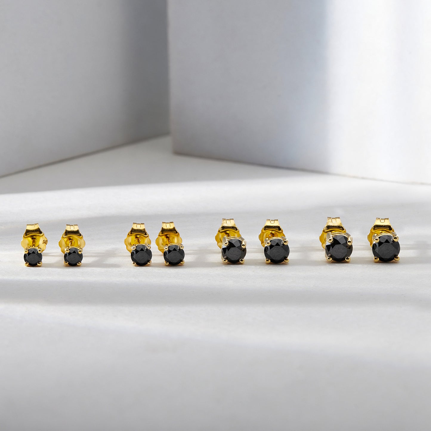 Solitaire Black Diamond Stud Earrings