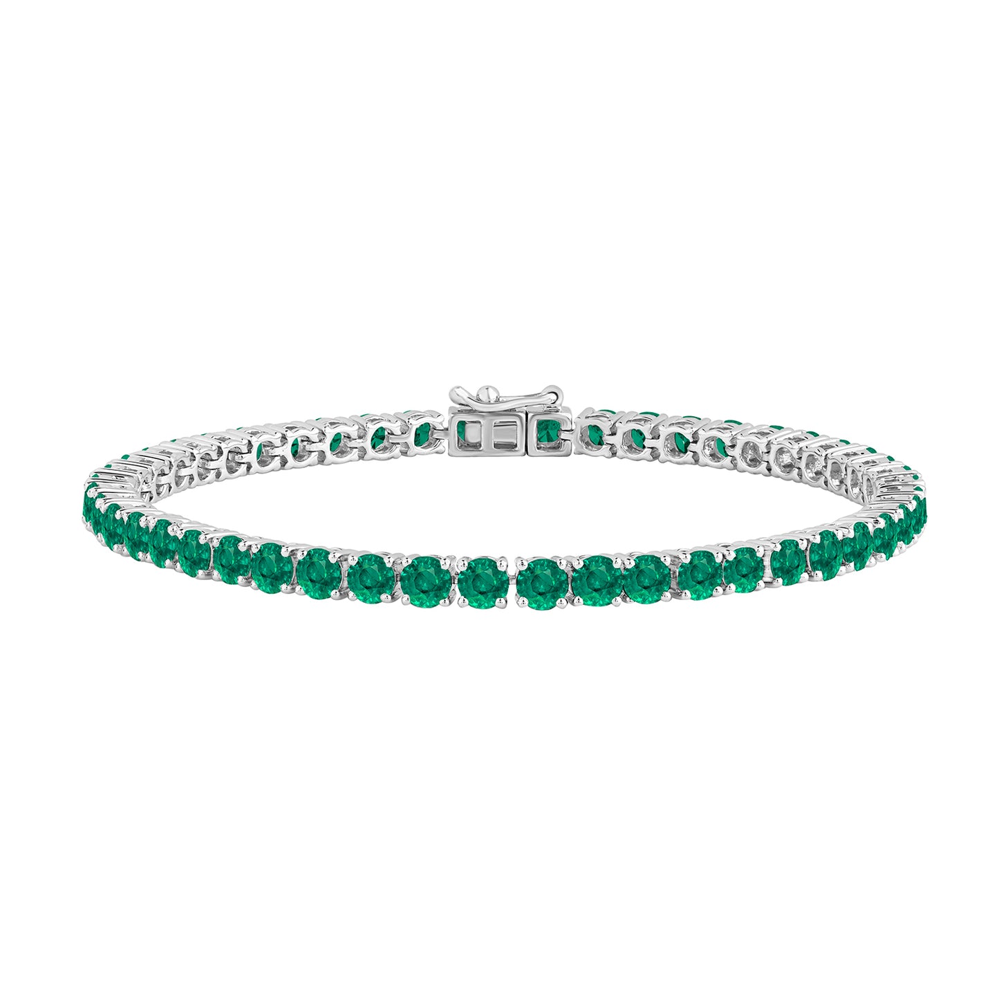 7.50 Ct Round Cut Natural Green Emerald Tennis Bracelets