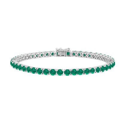 7.50 Ct Round Cut Natural Green Emerald Tennis Bracelets
