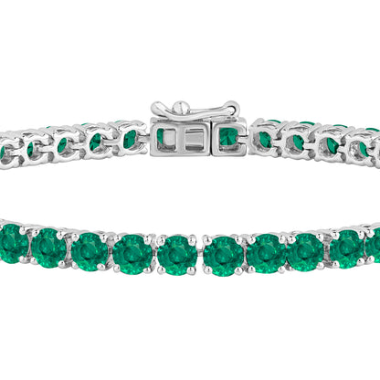 7.50 Ct Round Cut Natural Green Emerald Tennis Bracelets