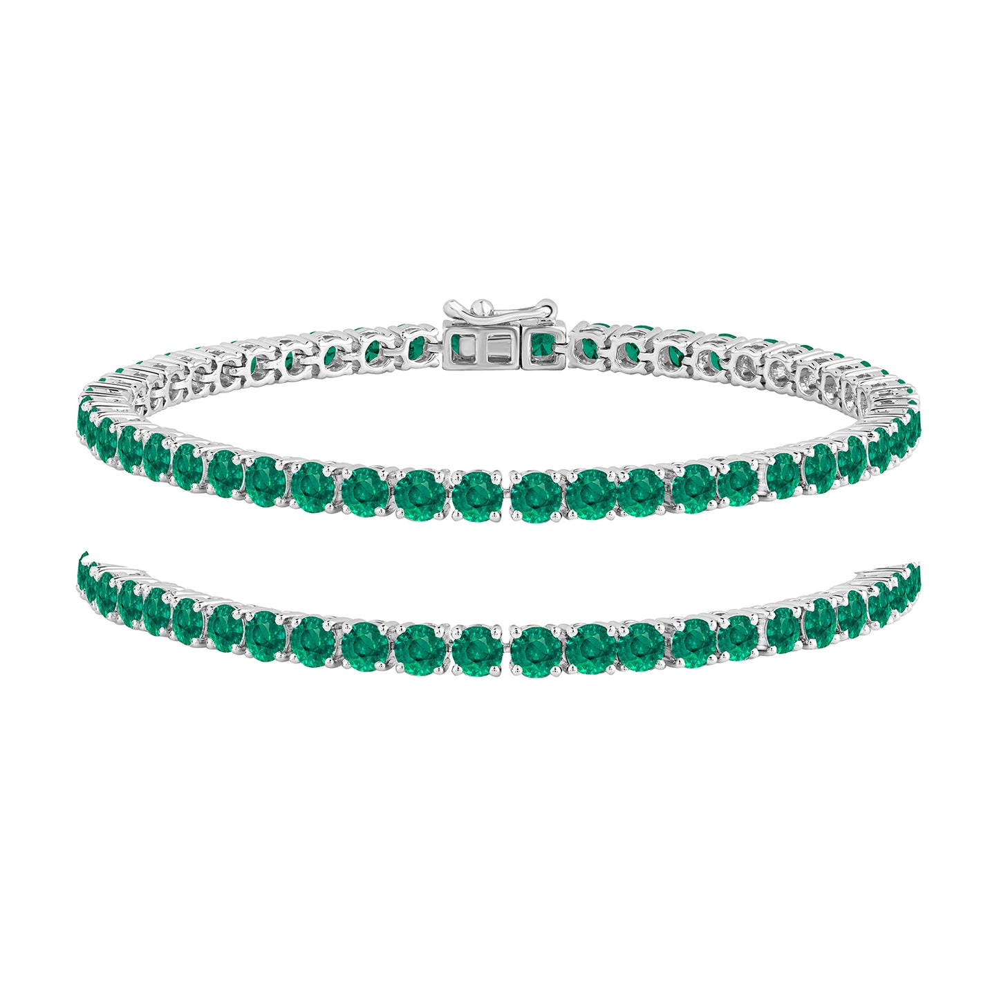 7.50 Ct Round Cut Natural Green Emerald Tennis Bracelets