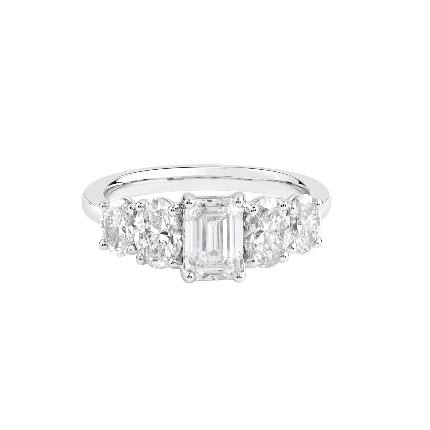 2.5 CT 925 Sterling Silver Women's 5 Stone Engagement Ring