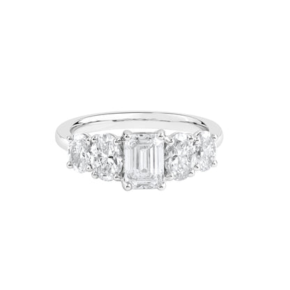 2.5 CT 925 Sterling Silver Women's 5 Stone Engagement Ring