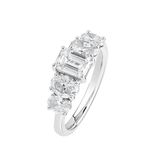 2.5 CT 925 Sterling Silver Women's 5 Stone Engagement Ring