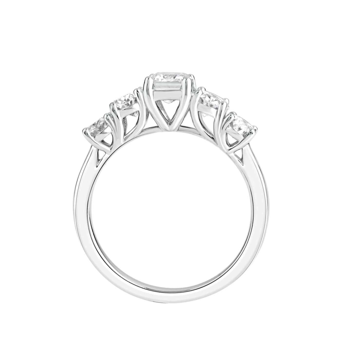 2.5 CT 925 Sterling Silver Women's 5 Stone Engagement Ring