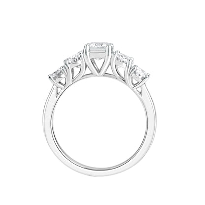 2.5 CT 925 Sterling Silver Women's 5 Stone Engagement Ring