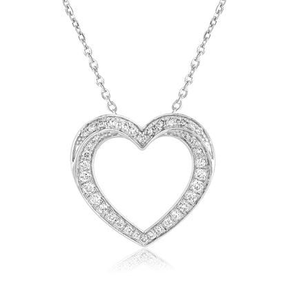 0.50 Ct Lab Grown Diamond Open Heart Pendant Necklace