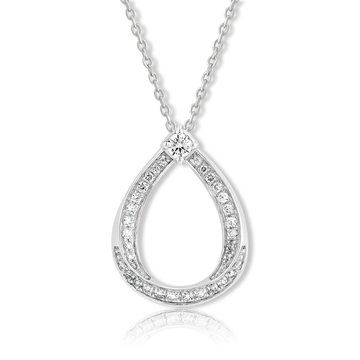0.30 Ct Lab Grown Diamond White Gold Plated Teardrop Pendant Necklace