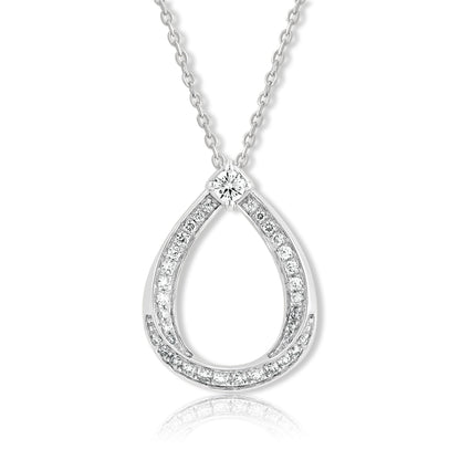 0.30 Ct Lab Grown Diamond White Gold Plated Teardrop Pendant Necklace