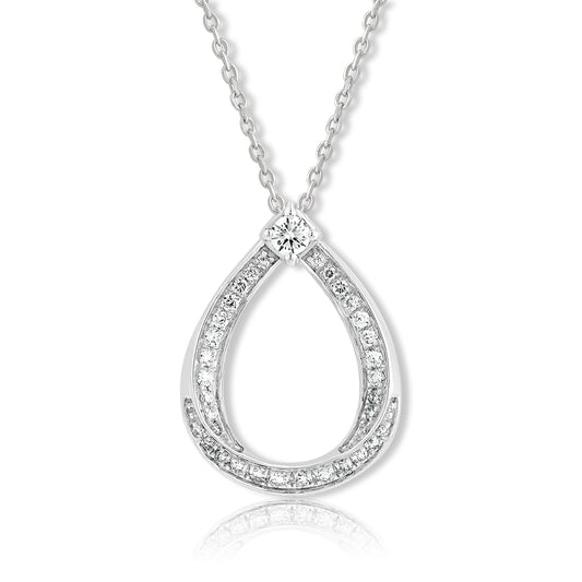 0.30 Ct Lab Grown Diamond White Gold Plated Teardrop Pendant Necklace