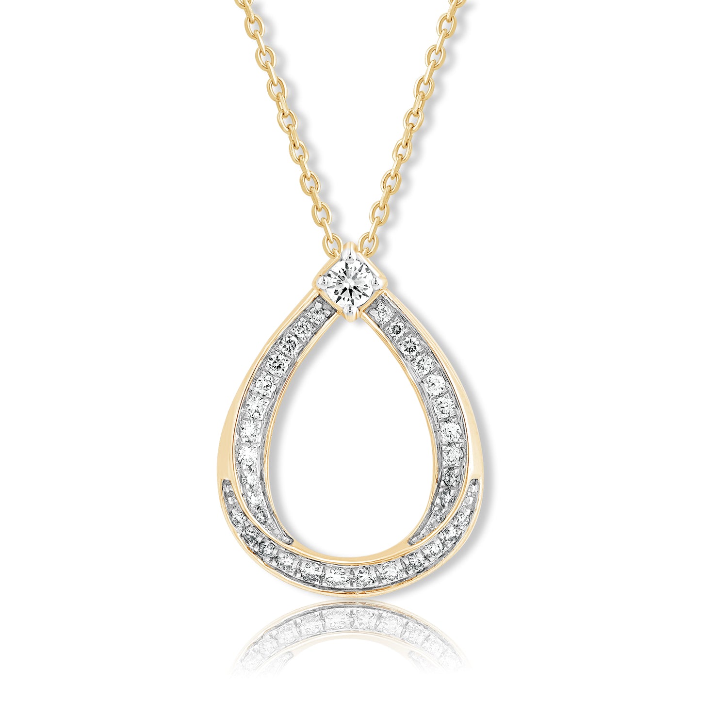 0.30 Ct Lab Grown Diamond Yellow Gold Plated Teardrop Pendant Necklace