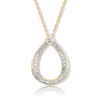 0.30 Ct Lab Grown Diamond Yellow Gold Plated Teardrop Pendant Necklace