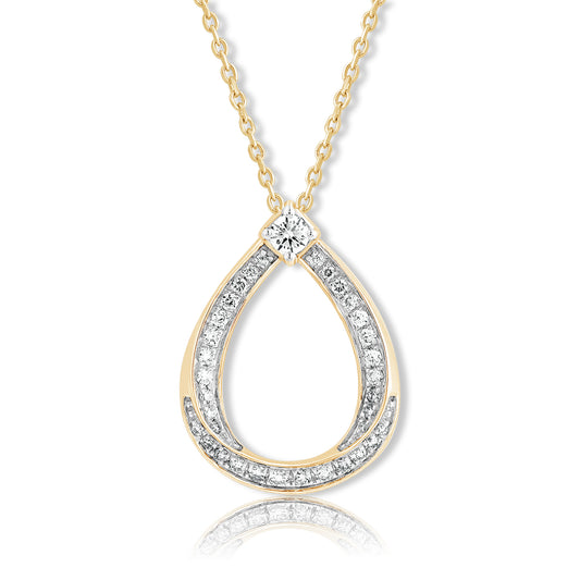 0.30 Ct Lab Grown Diamond Yellow Gold Plated Teardrop Pendant Necklace