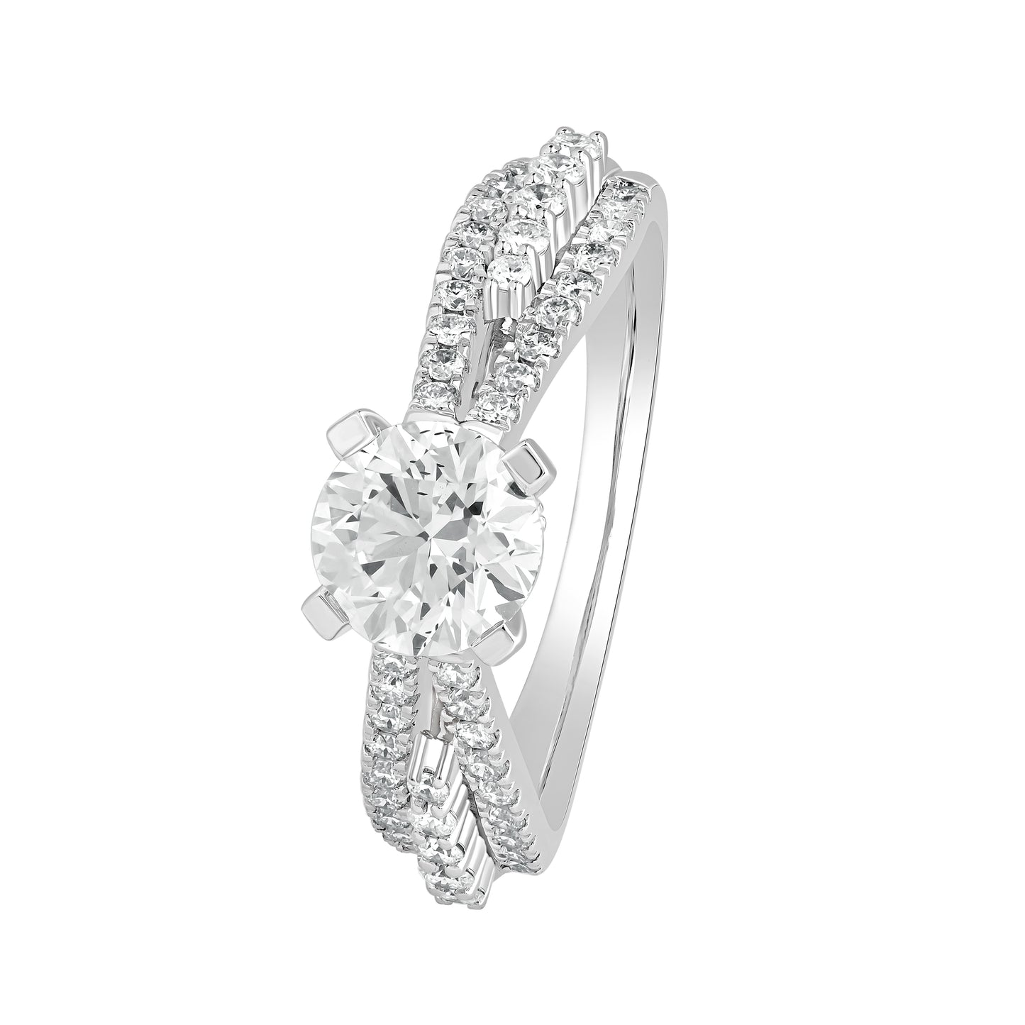 1.5 Cttw 925 Sterling Silver Solitaire with Accent Women's Engagement Ring