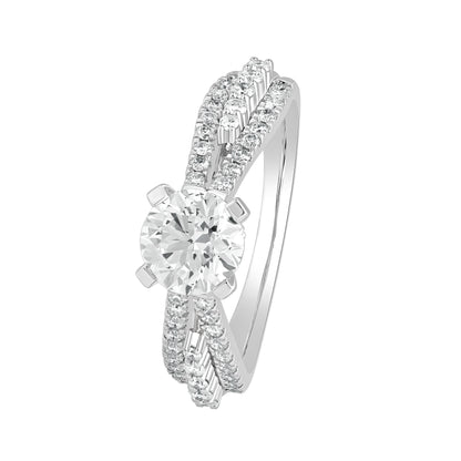 1.5 Cttw 925 Sterling Silver Solitaire with Accent Women's Engagement Ring