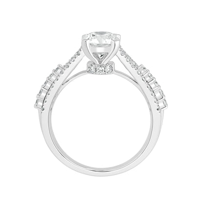 1.5 Cttw 925 Sterling Silver Solitaire with Accent Women's Engagement Ring