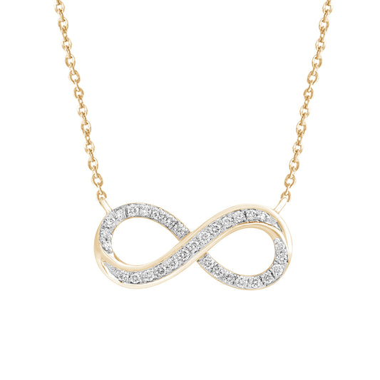 0.25 Ct Diamond 925 Silver Yellow Gold Plated Infinity Pendant Necklace