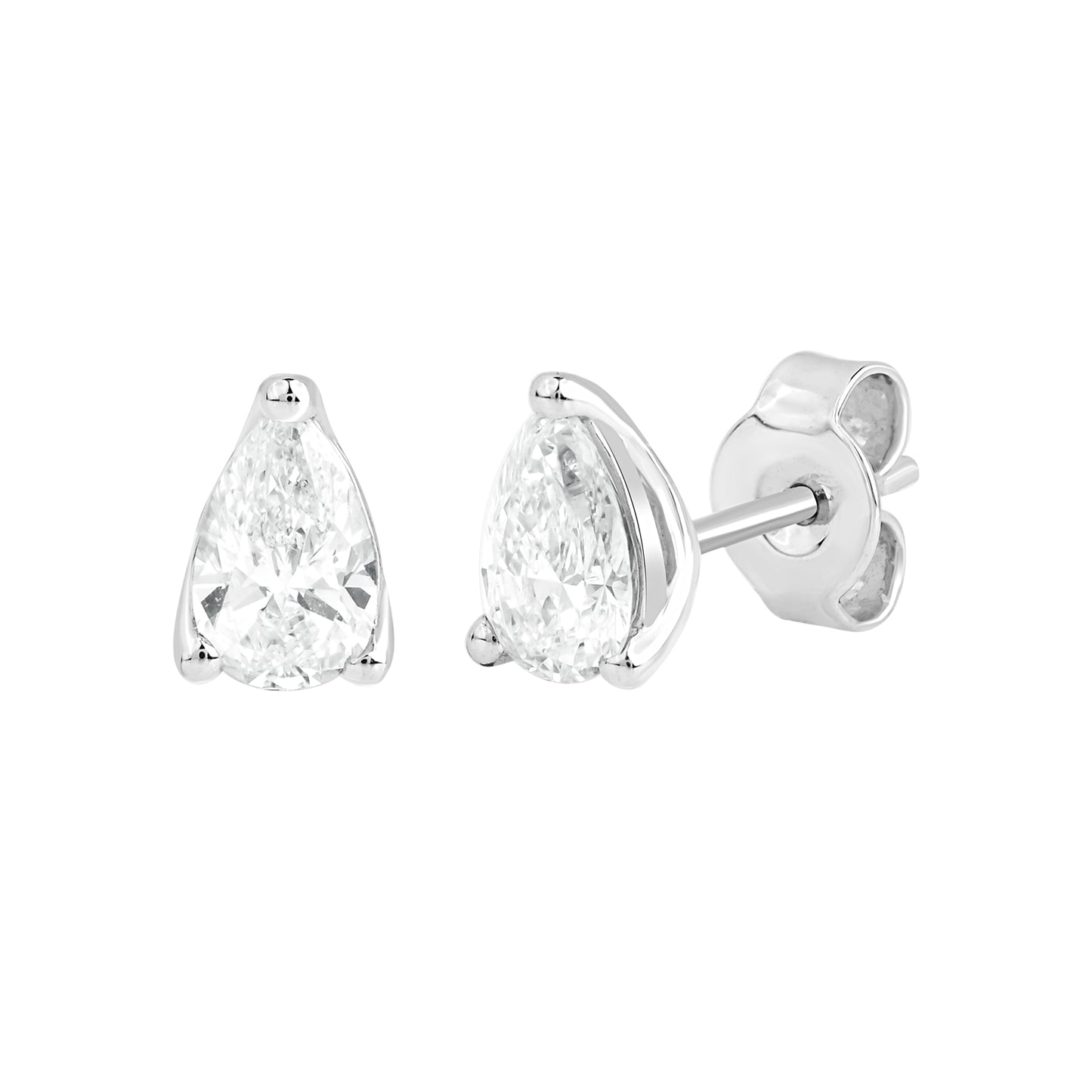 1 Ct Pear Cut Diamond Solitaire Stud Earrings