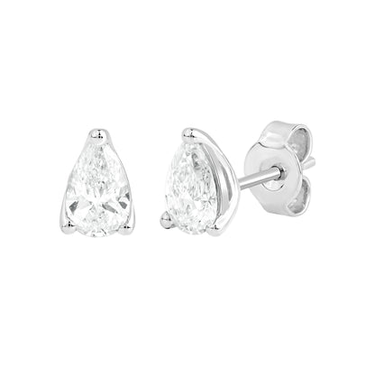 1 Ct Pear Cut Diamond Solitaire Stud Earrings