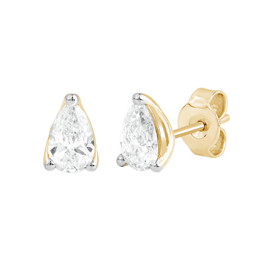 1 Ct Pear Cut Diamond Solitaire Stud Earrings