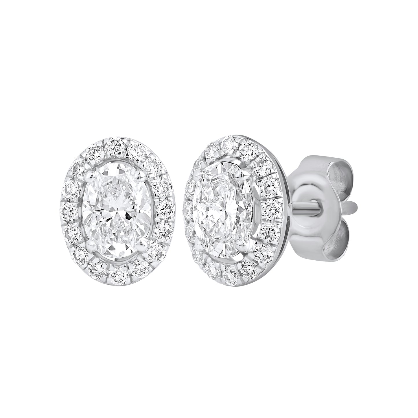 1 Ct Oval Cut Diamond 925 Silver Halo Stud Earrings