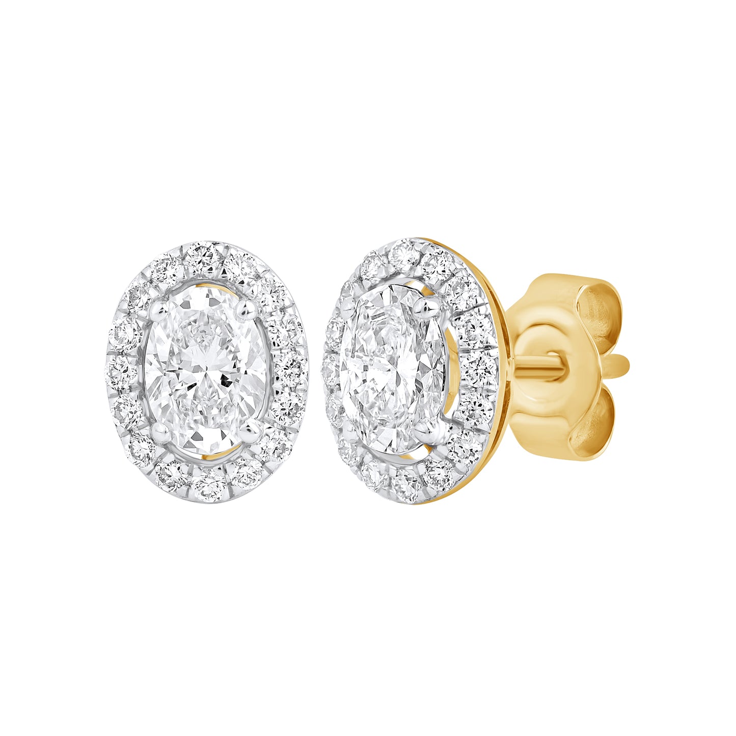 1 Ct Oval Cut Diamond 925 Silver Halo Stud Earrings