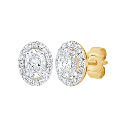 1 Ct Oval Cut Diamond 925 Silver Halo Stud Earrings