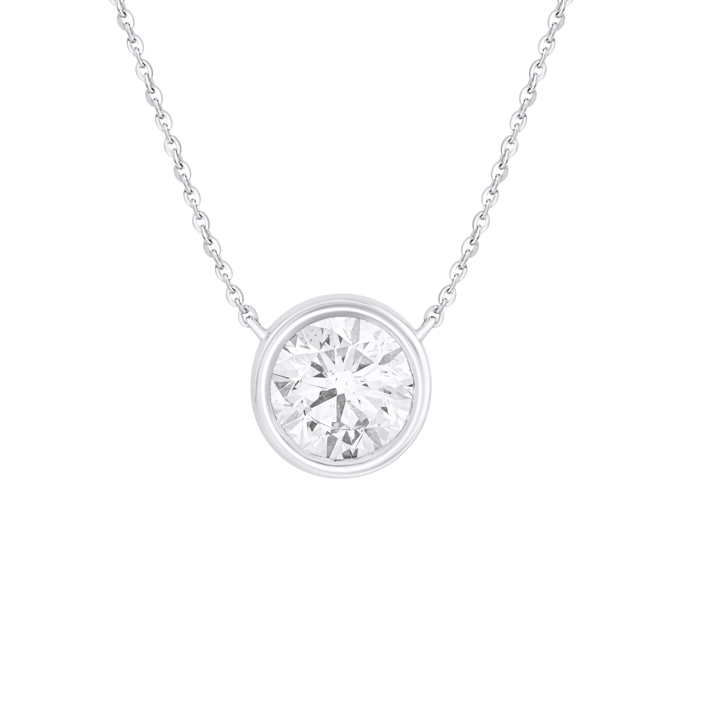 1 Ct Bezel Set Diamond Solitaire Pendant Necklace in 14K Gold