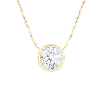 1 Ct Bezel Set Diamond Solitaire Pendant Necklace in 14K Gold