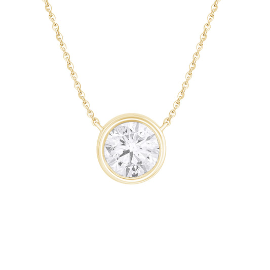 1 Ct Bezel Set Diamond Solitaire Pendant Necklace in 14K Gold