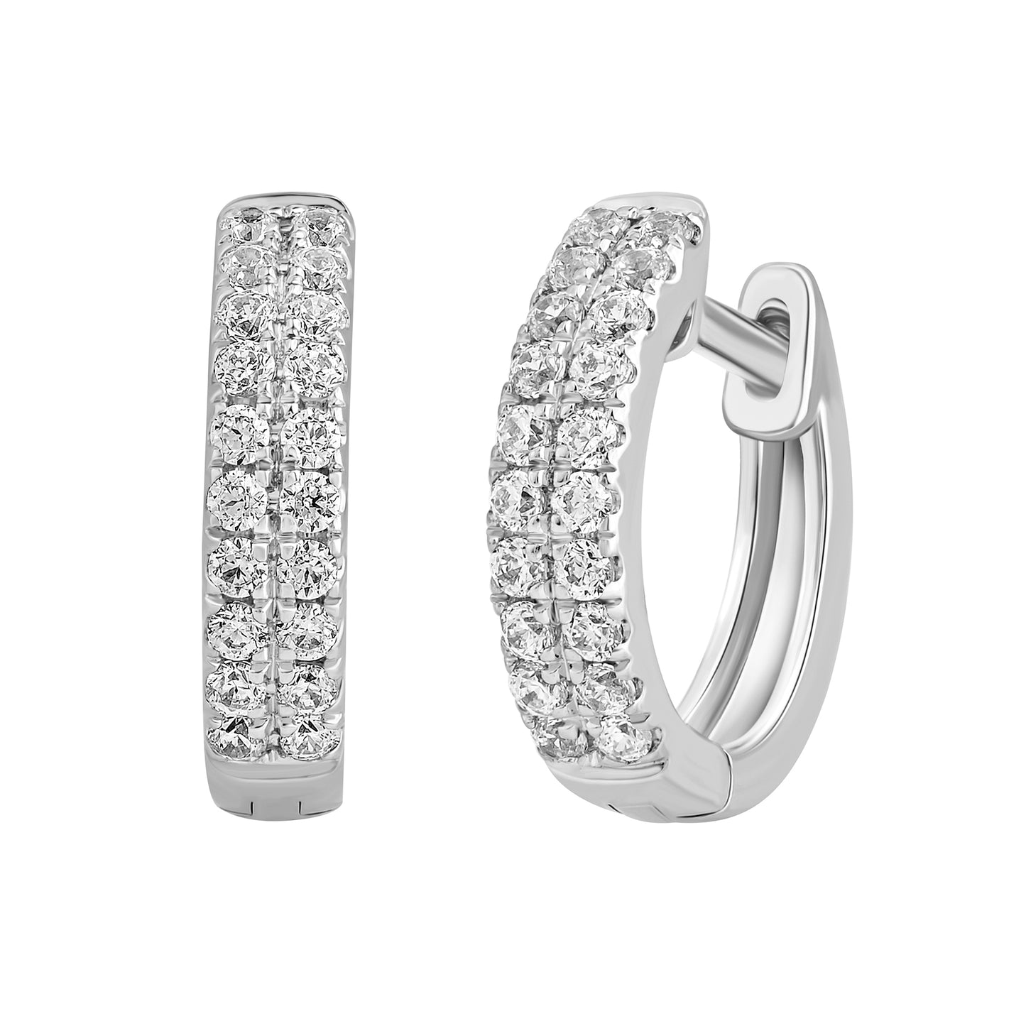 1/5 Ct Lab Grown Diamond White Gold Plated Huggie Doube Row Hoop Earrings