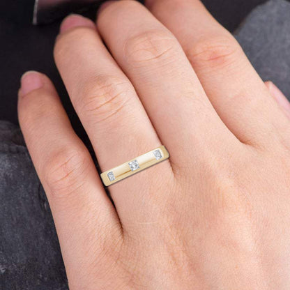 925 Silver 0.80 Cttw Princess Cut Bezel Set Diamond Band Ring For Men