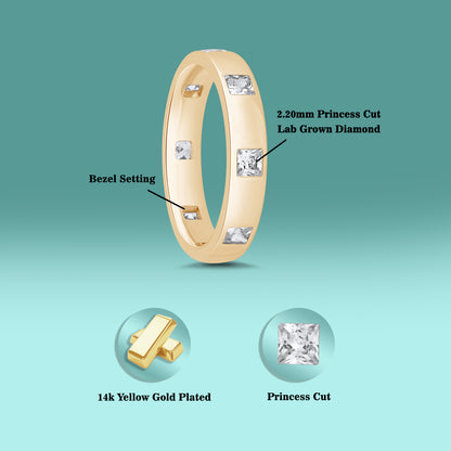 925 Silver 0.80 Cttw Princess Cut Bezel Set Diamond Band Ring For Men