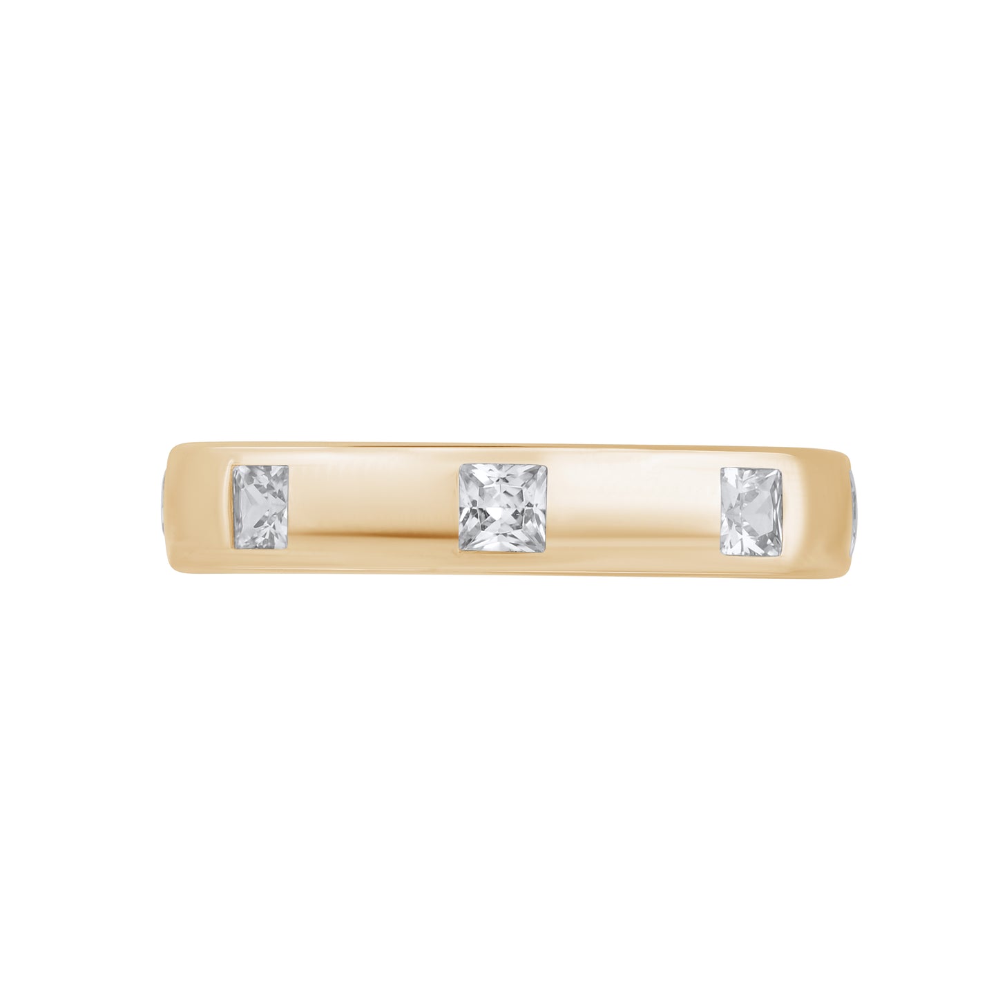925 Silver 0.80 Cttw Princess Cut Bezel Set Diamond Band Ring For Men