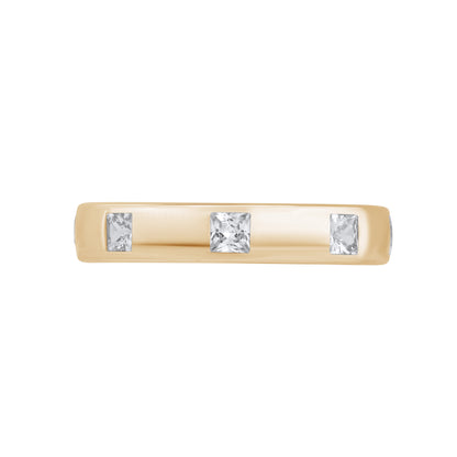 925 Silver 0.80 Cttw Princess Cut Bezel Set Diamond Band Ring For Men