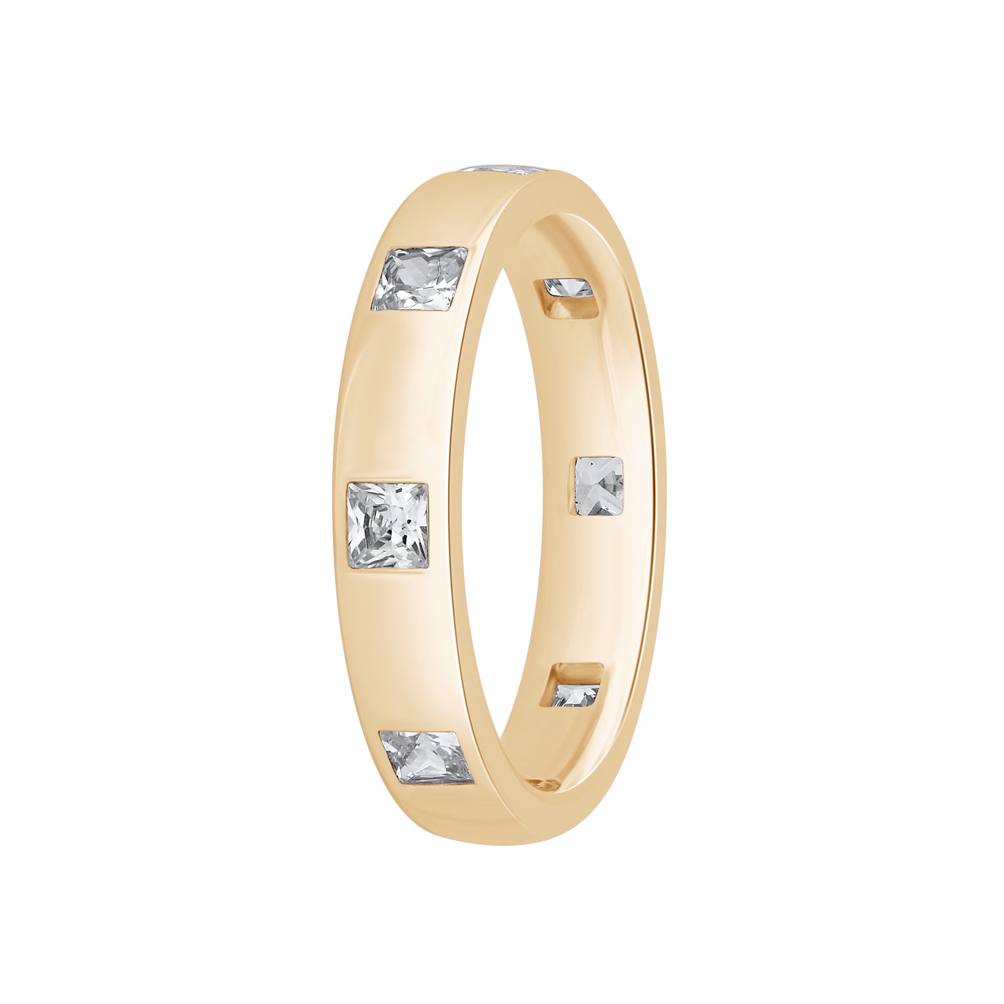 925 Silver 0.80 Cttw Princess Cut Bezel Set Diamond Band Ring For Men