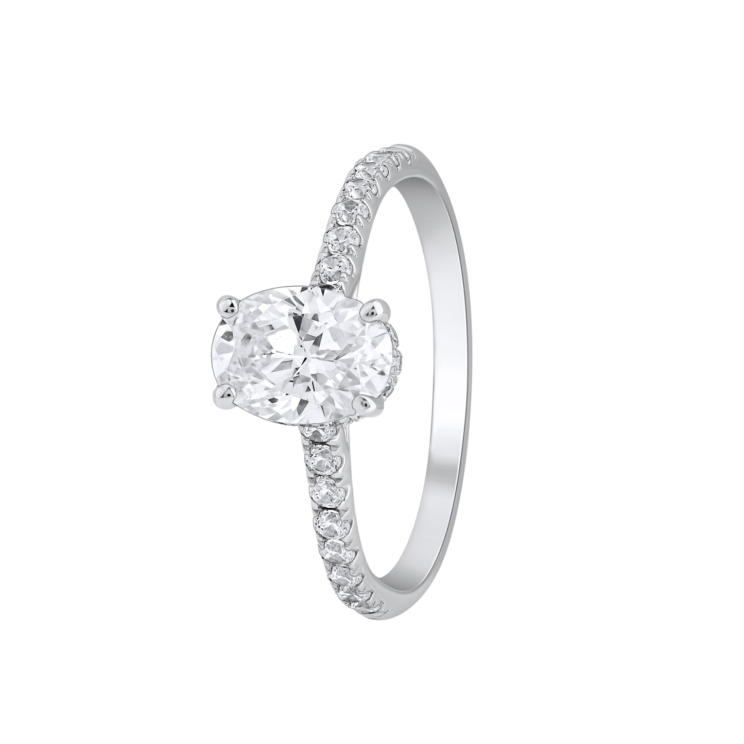 1.35 Ct 925 Sterling Silver Oval Cut Hidden Halo Diamond Ring