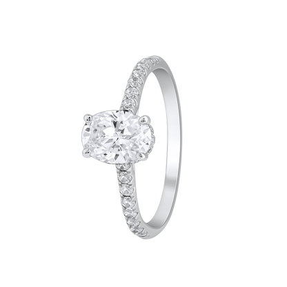 1.35 Ct 925 Sterling Silver Oval Cut Hidden Halo Diamond Ring