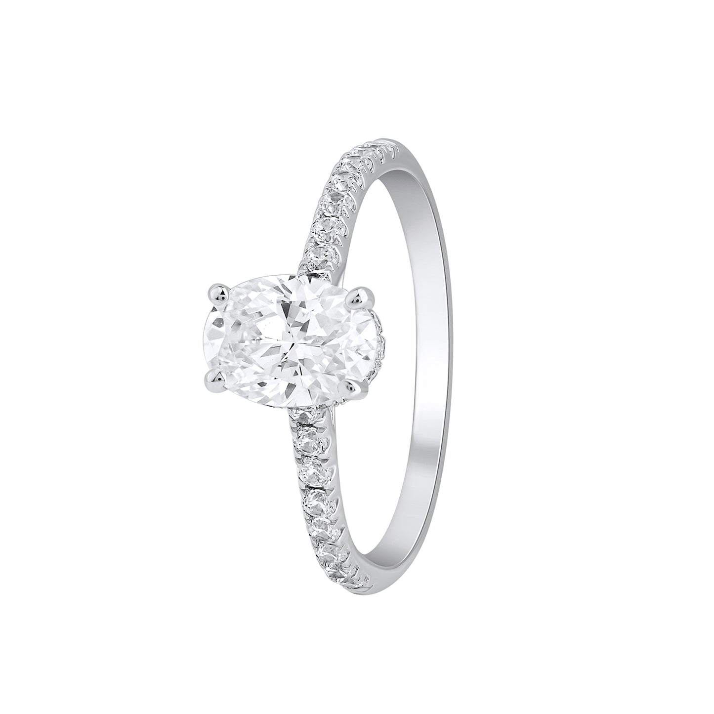 1.35 Ct 925 Sterling Silver Oval Cut Hidden Halo Diamond Ring