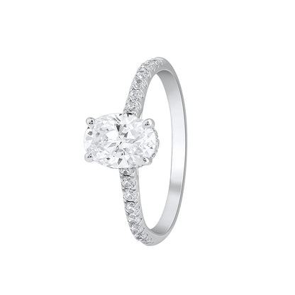 1.35 Ct 925 Sterling Silver Oval Cut Hidden Halo Diamond Ring