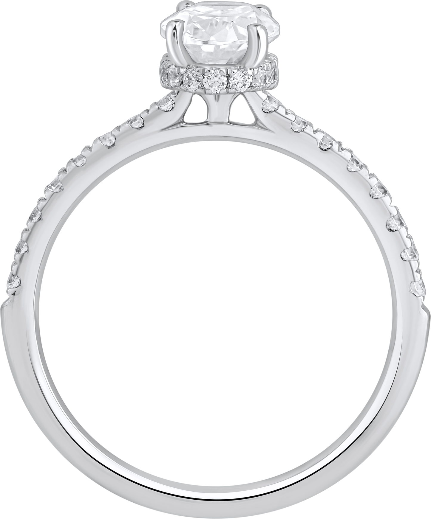 1.35 Ct 925 Sterling Silver Oval Cut Hidden Halo Diamond Ring