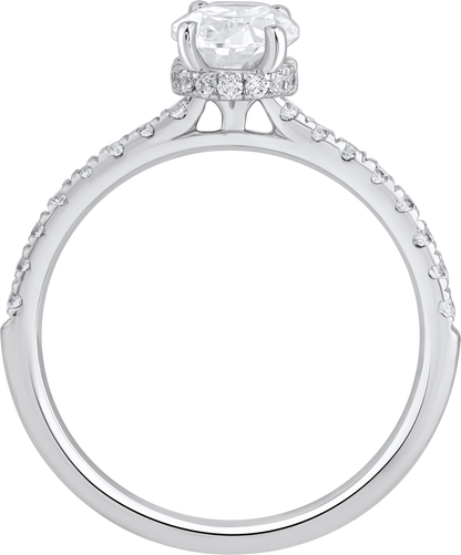 1.35 Ct 925 Sterling Silver Oval Cut Hidden Halo Diamond Ring
